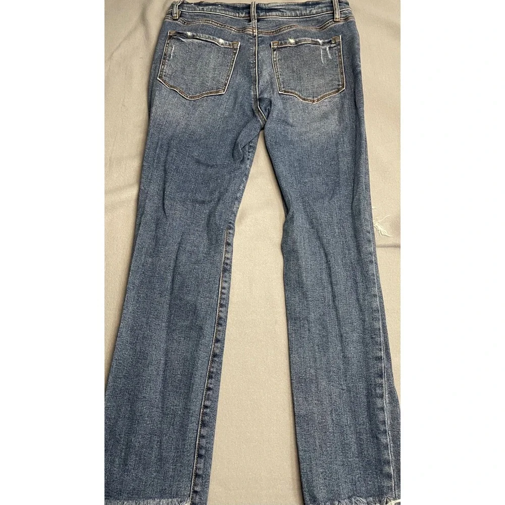 LOFT‎ Modern Straight Leg Distressed Jeans Medium Wash Raw Hem Size 6 28(26)